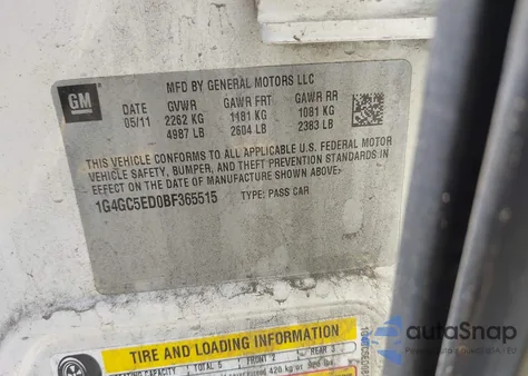 2011 Buick Lacrosse Cxl z USA, uszkodzony, nr VIN 1G4GC5ED0BF365515